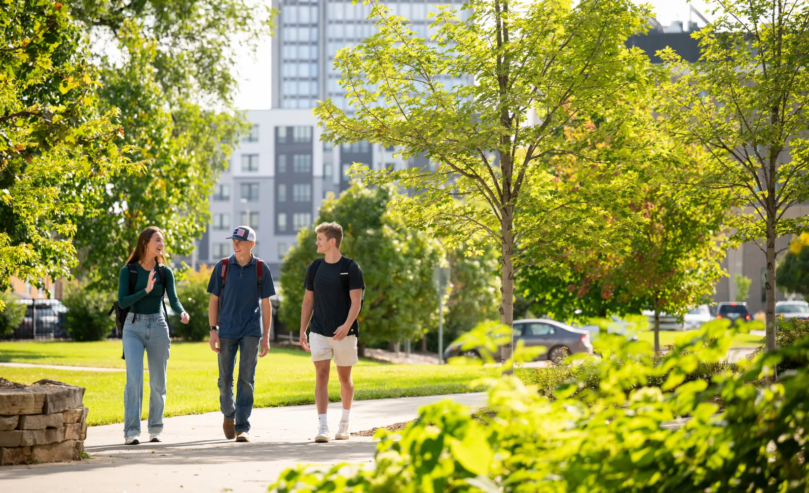 Students walking outside of Barry hall.