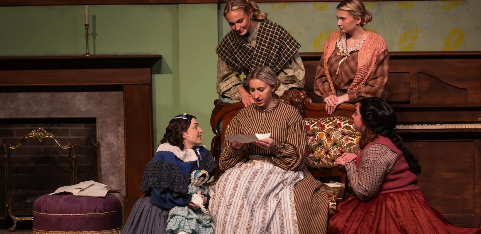 A group of female NDSU students acting in Theatre NDSU's "Little Women."