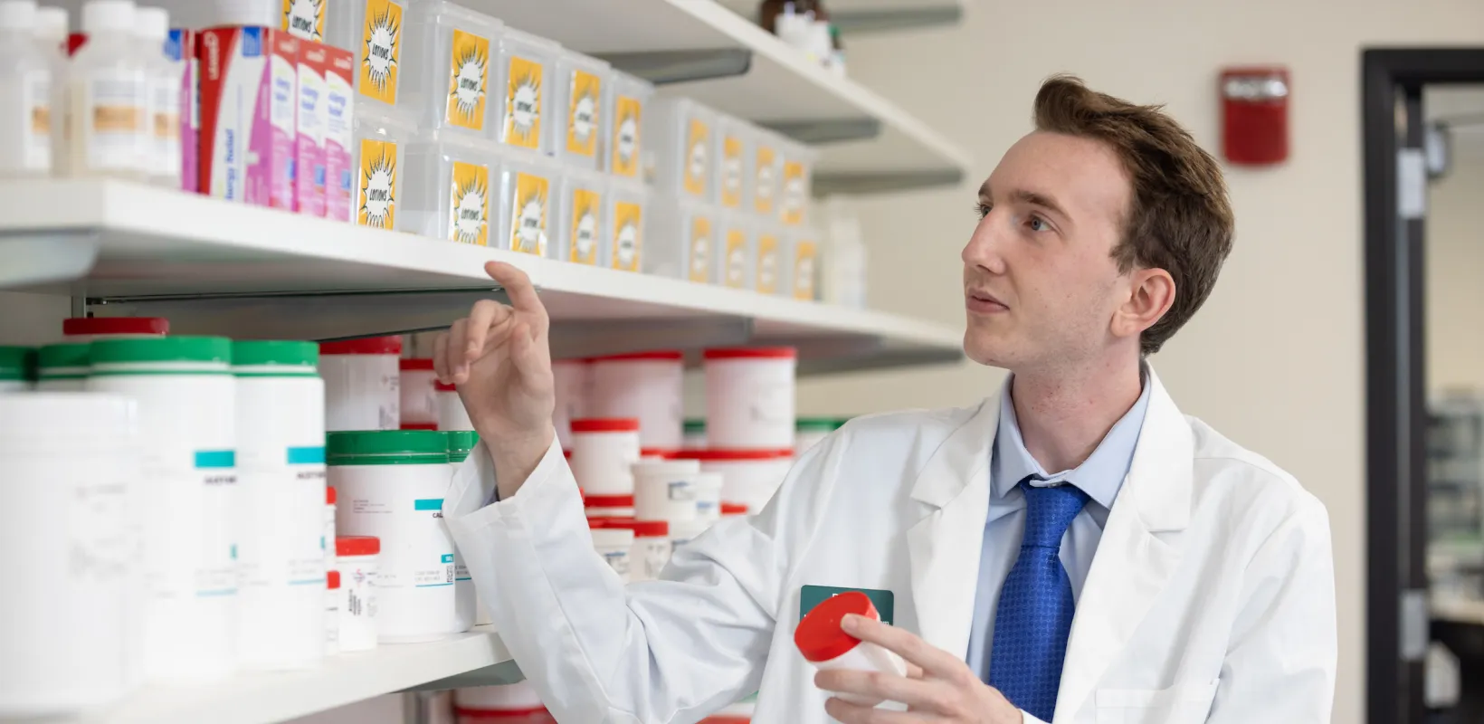 pharmacy student working in a concept pharmacy