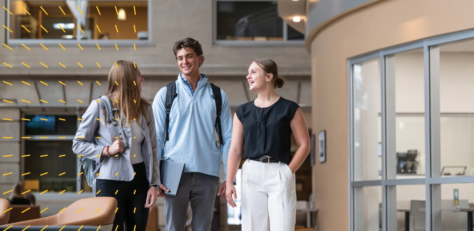 business students walking through Barry Hall