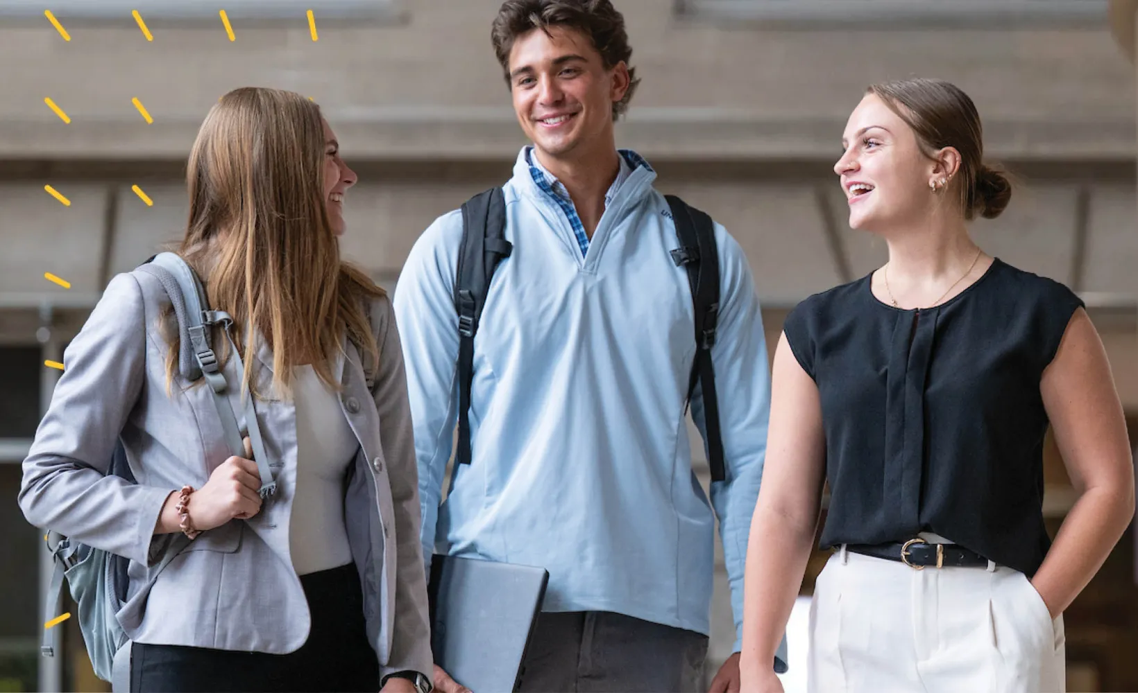 business students walking through Barry Hall