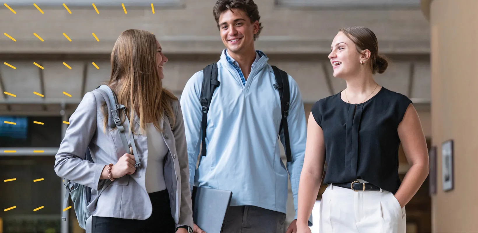 business students walking through Barry Hall