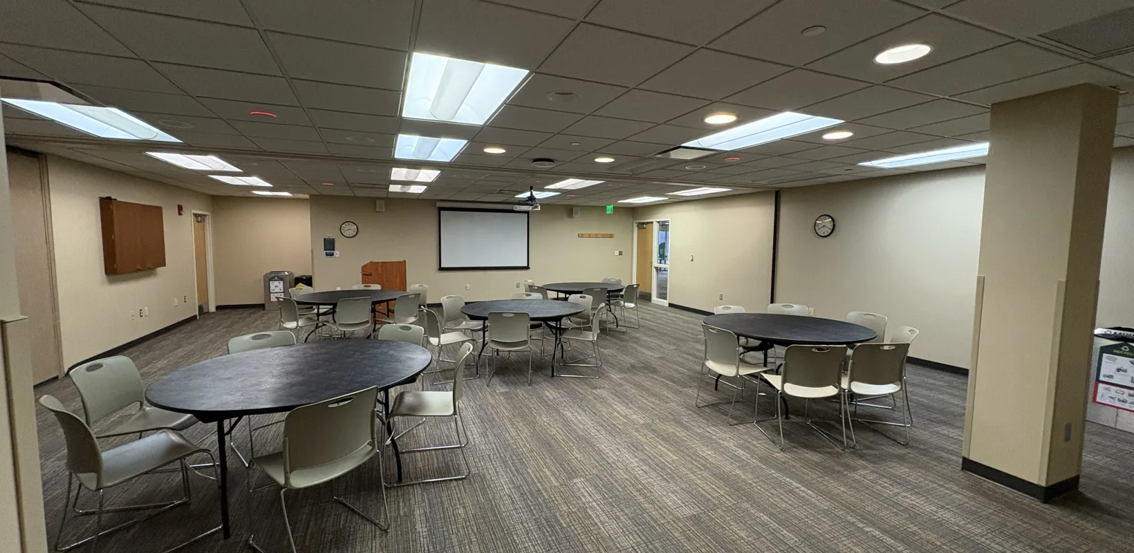Meadowlark room setup with round tables