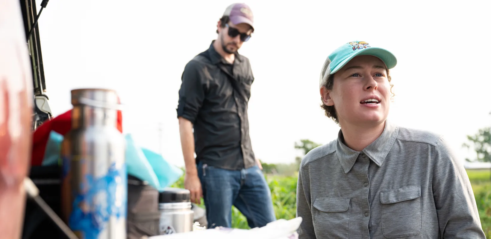 Sparrow researchers working in the field.