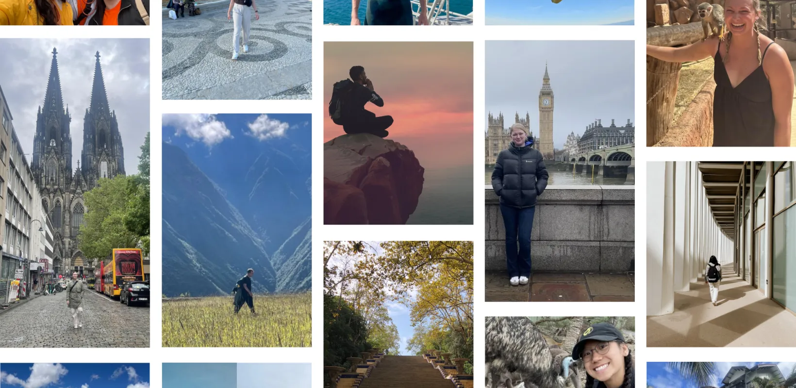 A collage of NDSU students at different global locations