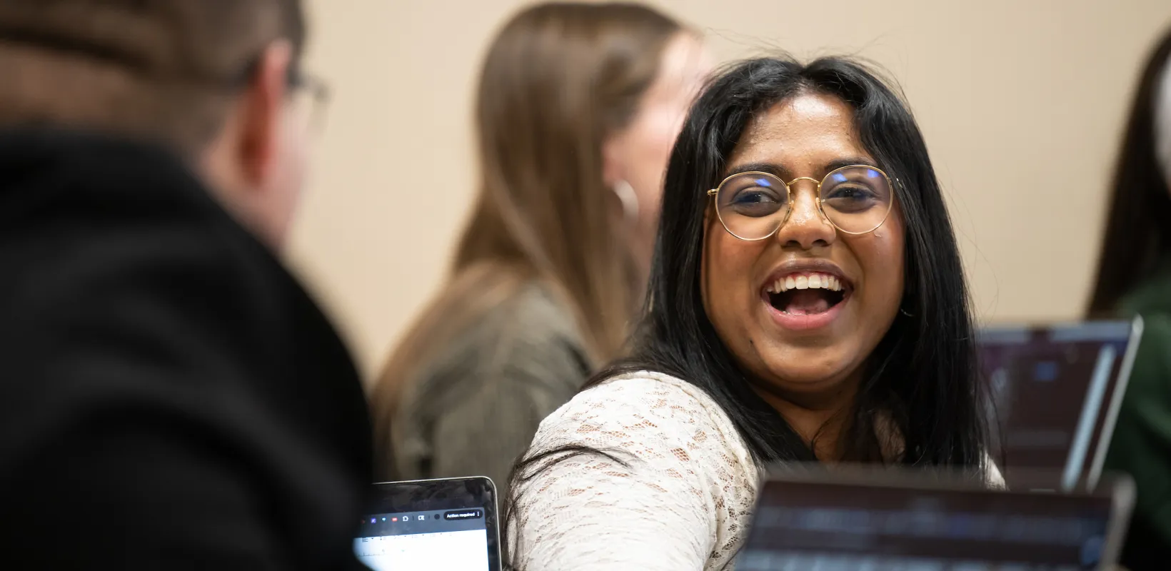 Political Science students having a discussion during class
