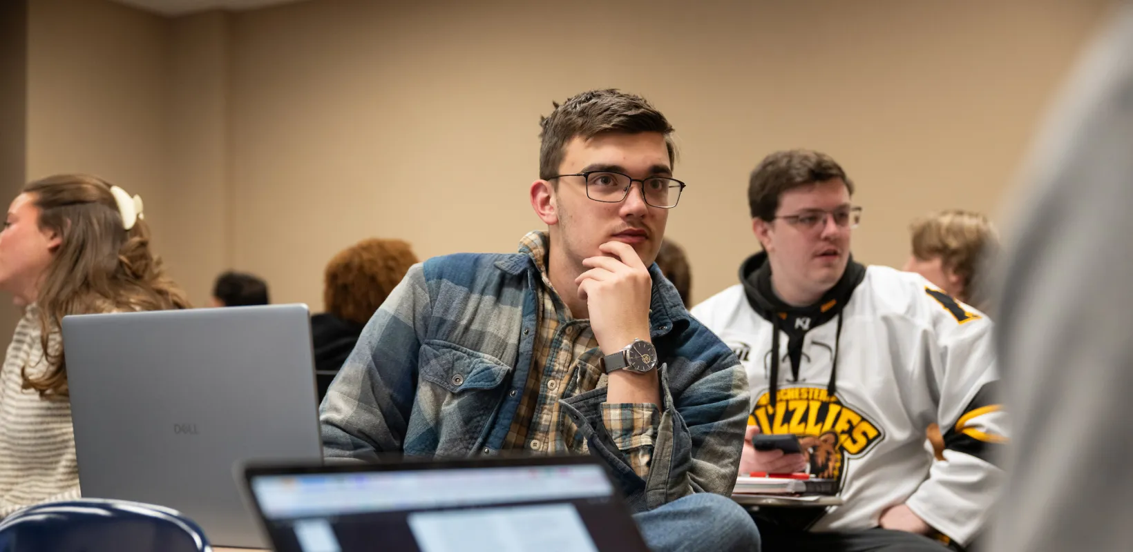 Political Science students having a discussion during class