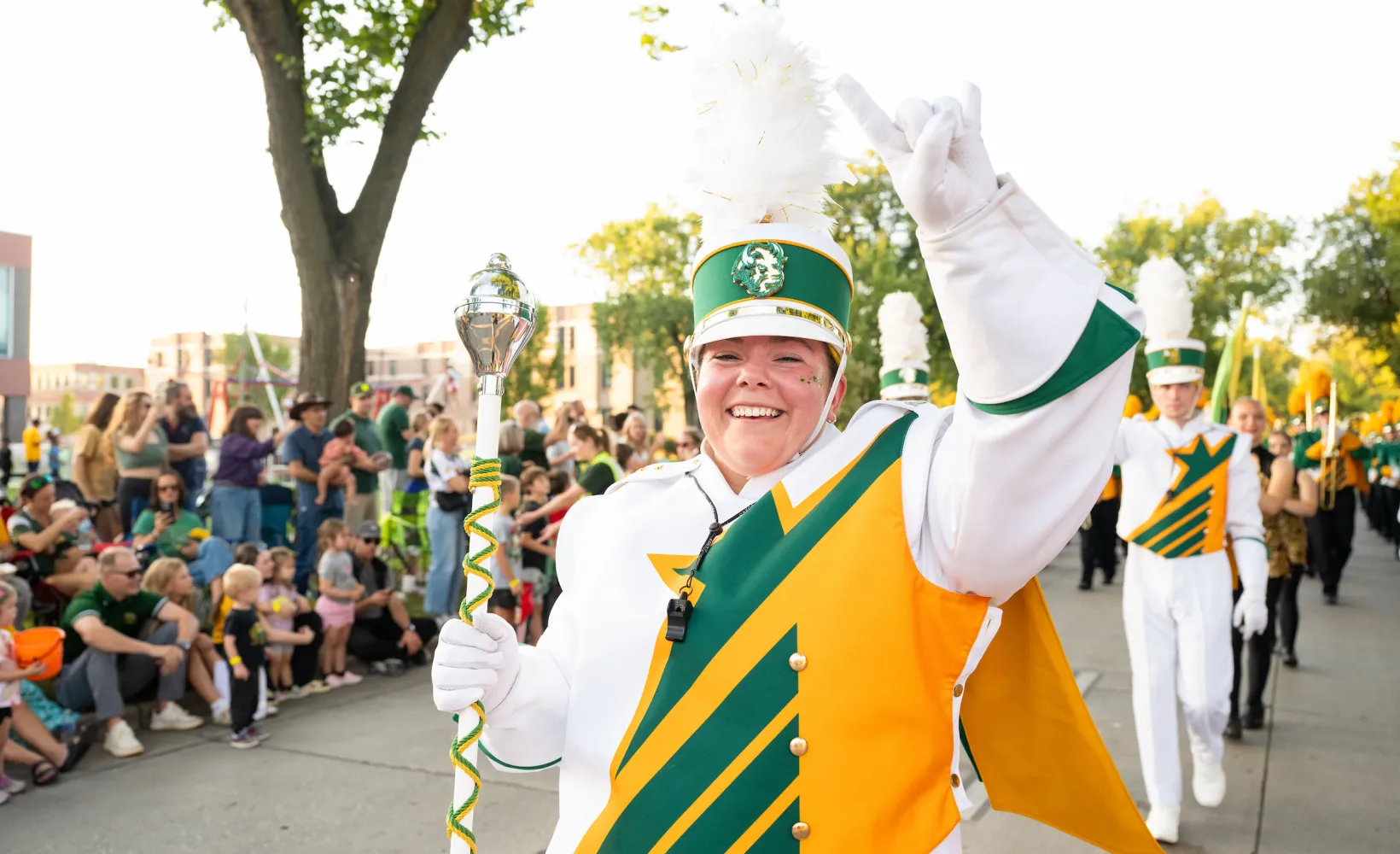 NDSU Gold Star Marching Band performs during the Homecoming Parade