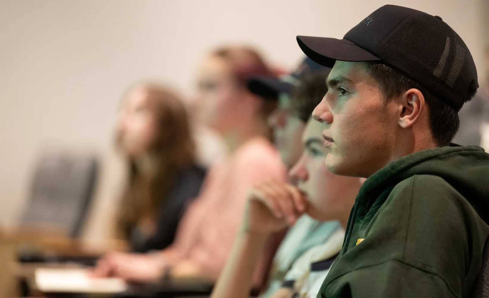 student listening to lecture