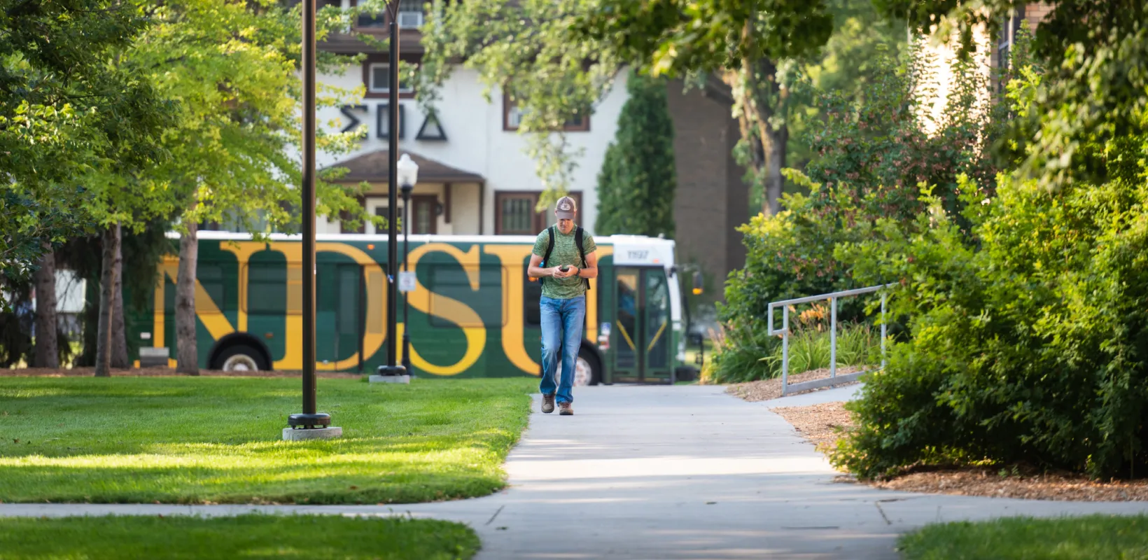 Students on campus at NDSU