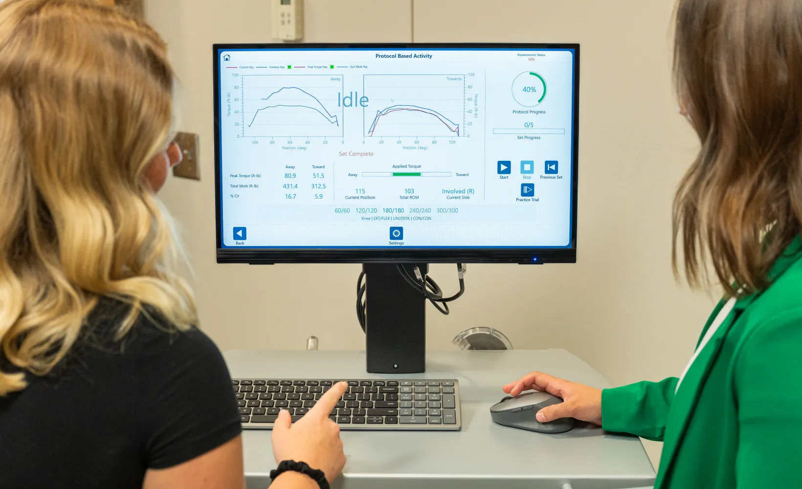 Faculty viewing statistics on computer screen