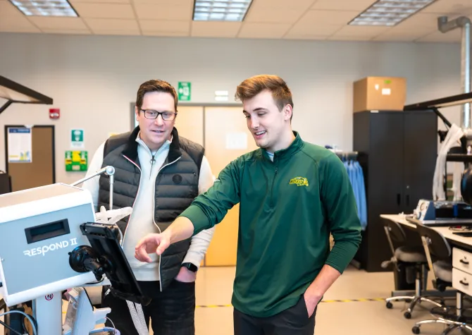 student engaging with a community industry leader