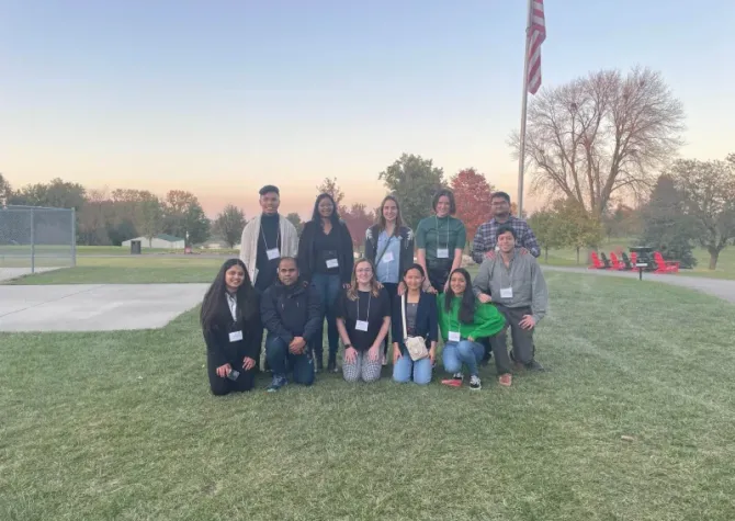 Microbiological Sciences Graduate Student Association Team with American Flag