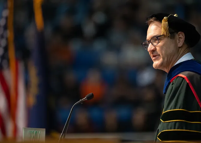 President Cook speaking at Commencement