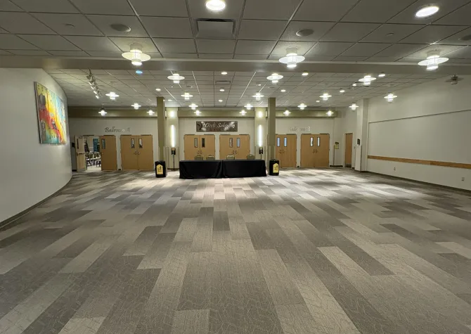 Legacy Lounge setup with registration tables