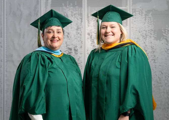 NDSU graduates Wendi Wheeler and Josi Solsaa