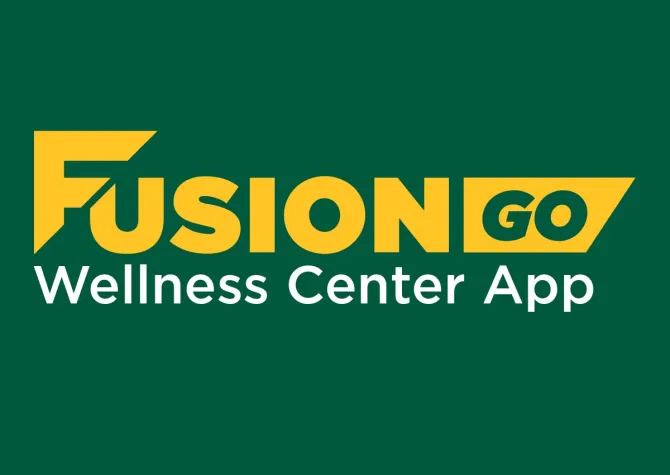 Green rectangle with words FusionGO Wellness Center App
