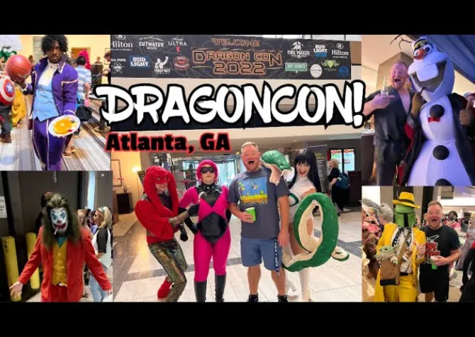 man with pancake, man dressed as clown, four people in costumes