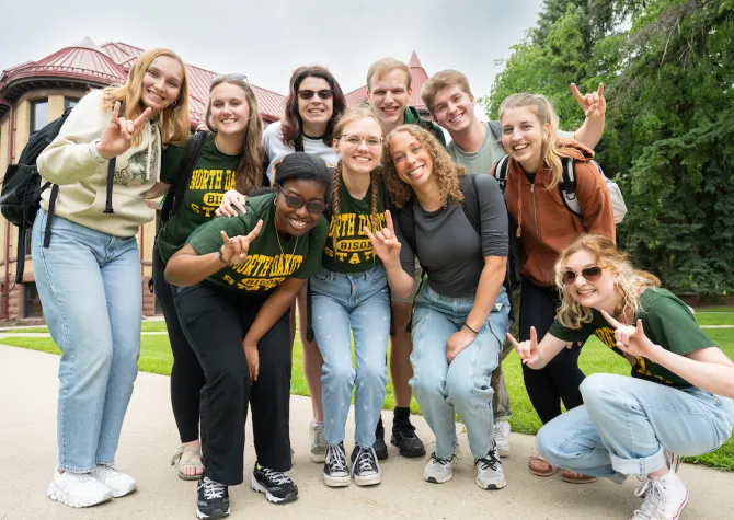 Group of student employees outside