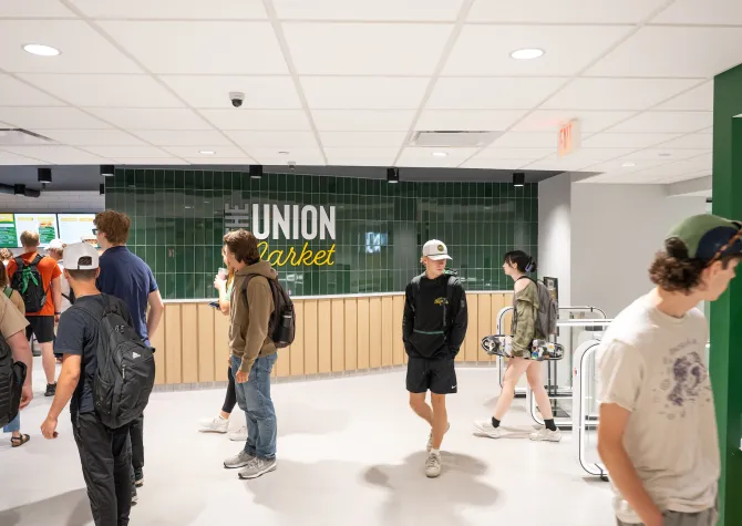 students enjoying the union market