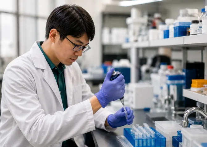 Clinical Trials student in lab