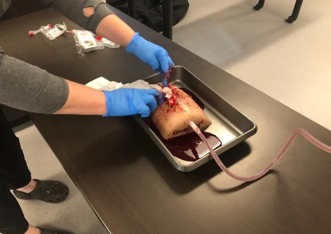 Someone doing sutures
