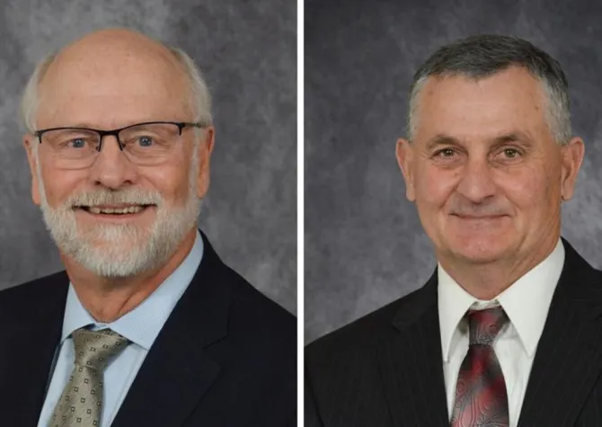 Two headshots of North Dakota state senators