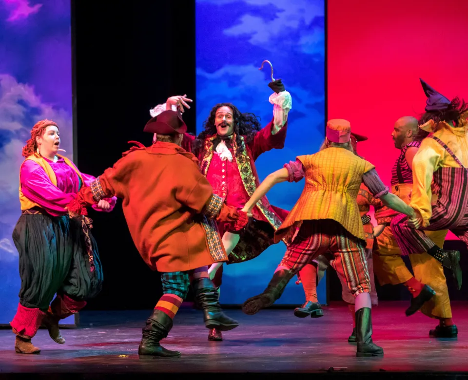 student acting on stage during NDSU Theatre production of Peter Pan