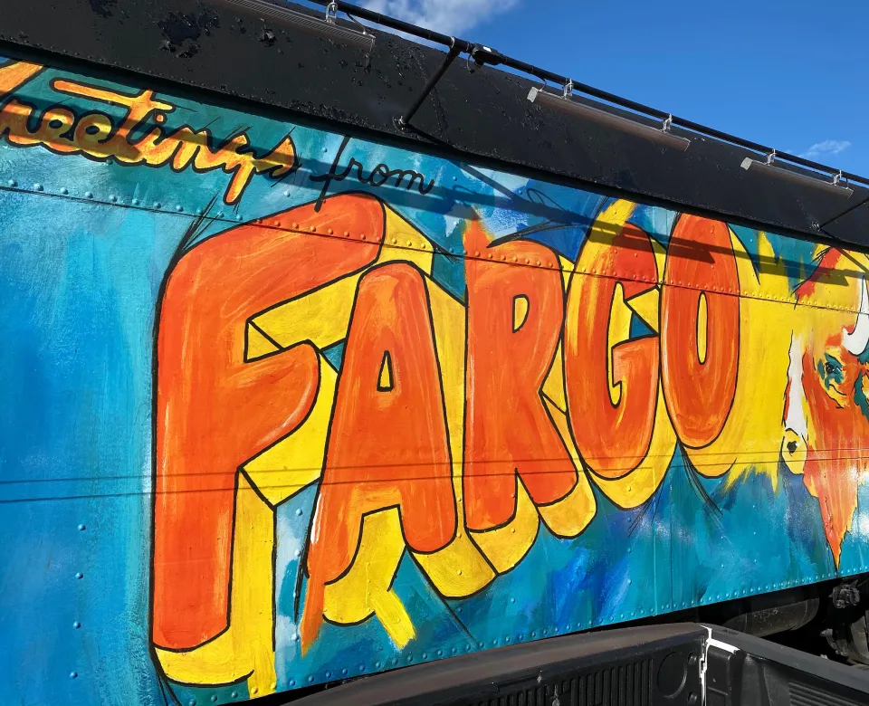 Fargo train mural in downtown Fargo