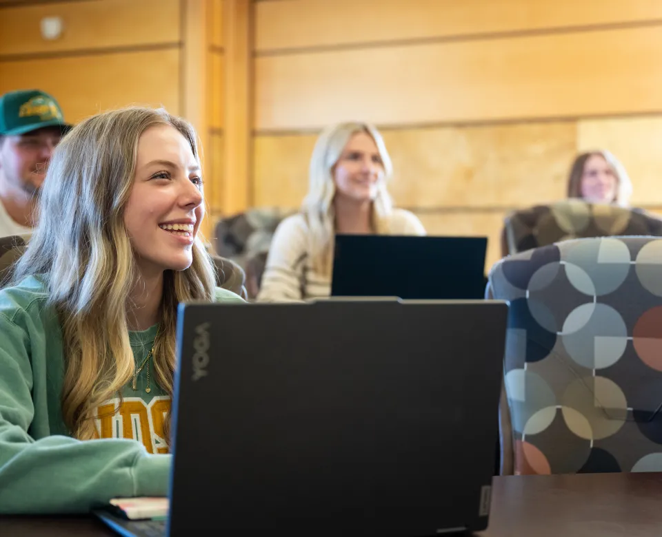 student sitting in classroom