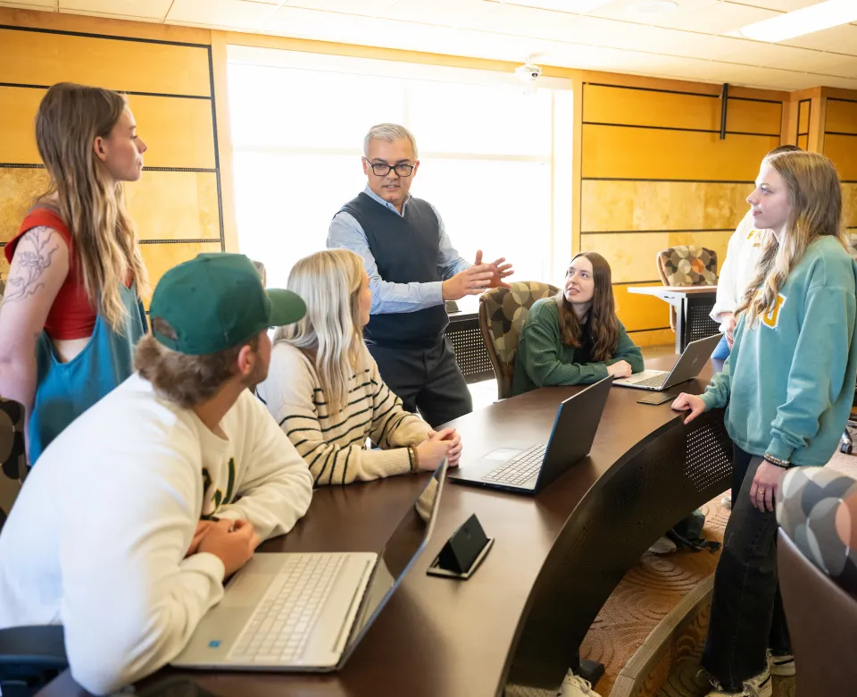 student sitting in classroom