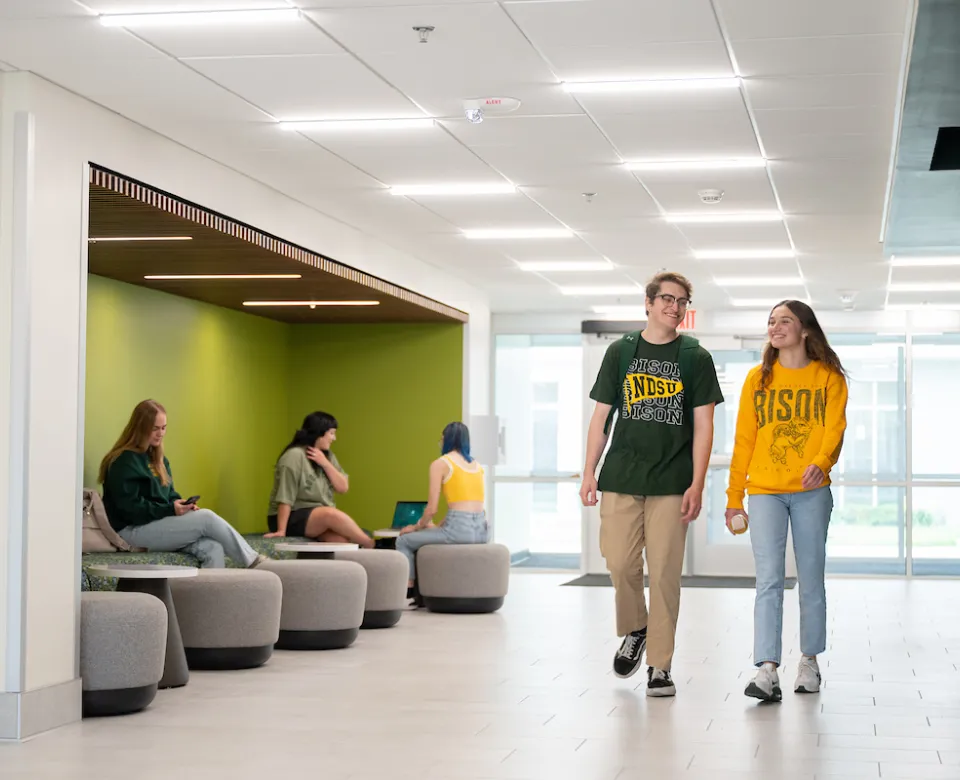 students studying and visiting at Pavek Hall