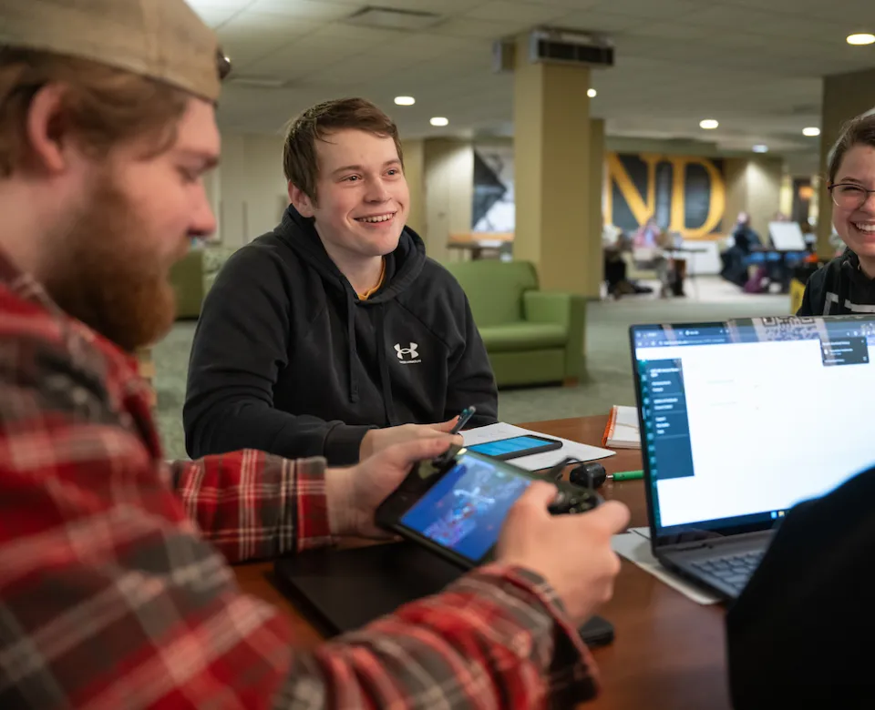 Three students studying