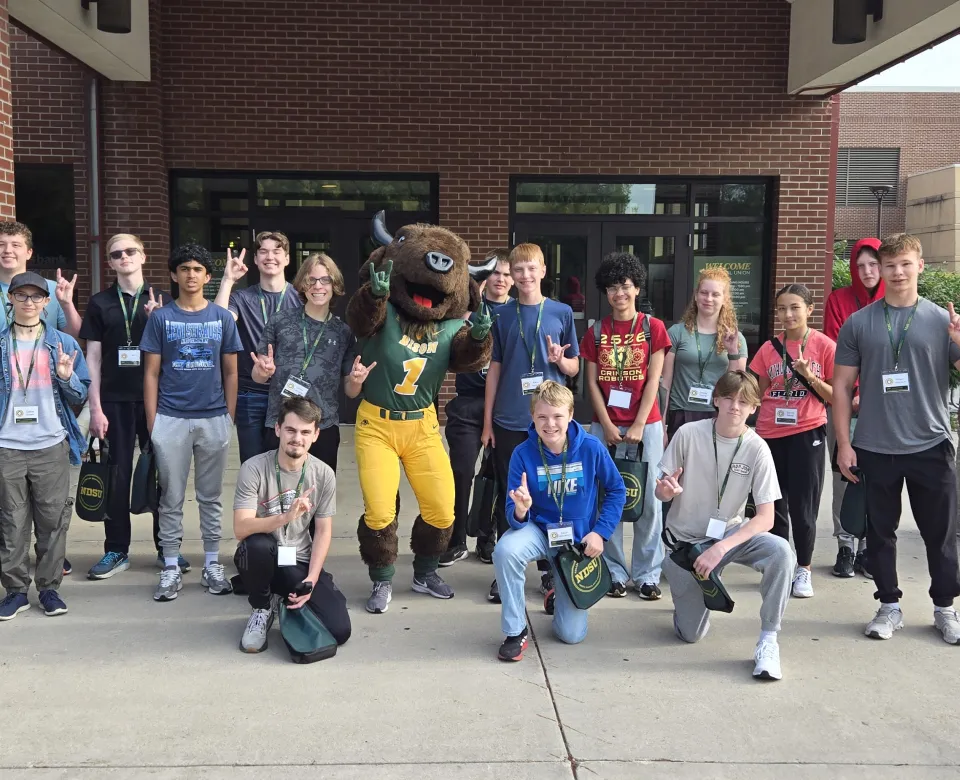 students in the explore engineering camp with Thundar