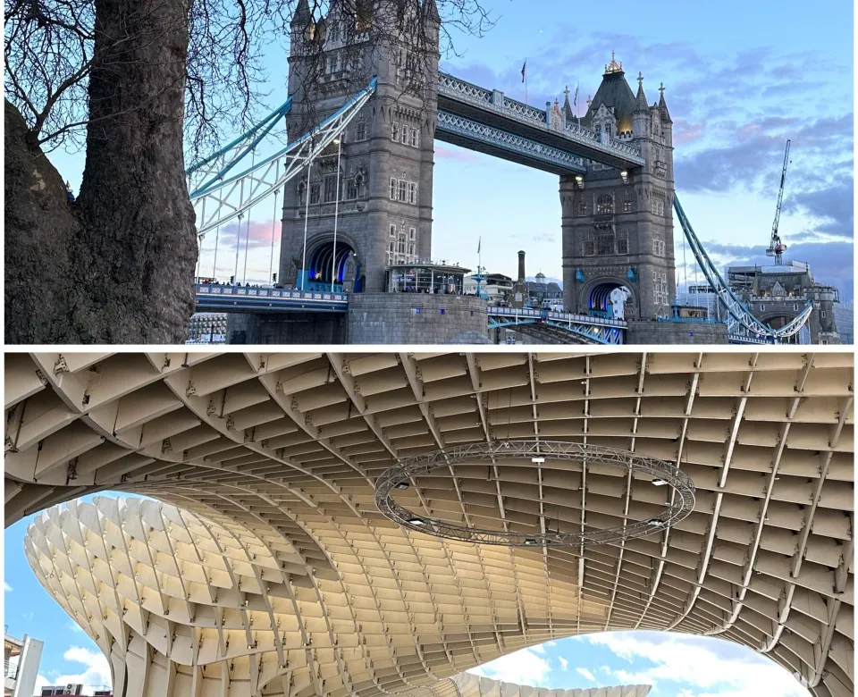 Two shots; one of London and the other in Spain