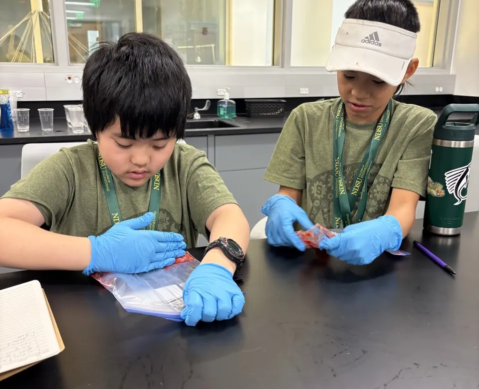 kids working on project at STEM kids camp