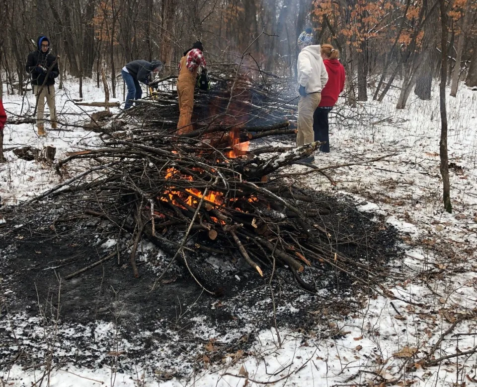 photo of students restoring cassel woods
