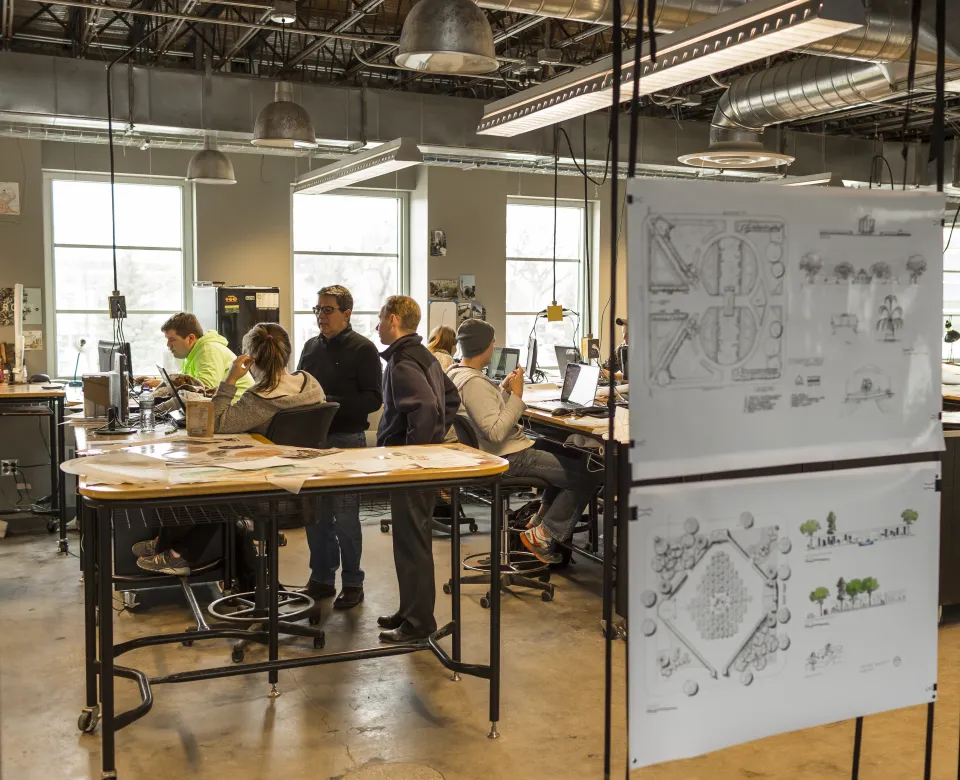 Students working in SoDAA design studio.