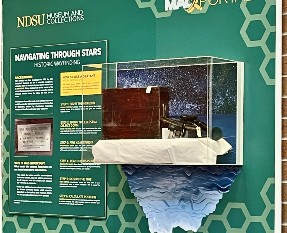 Navigating through the stars disaplay with infomrational text and display case.