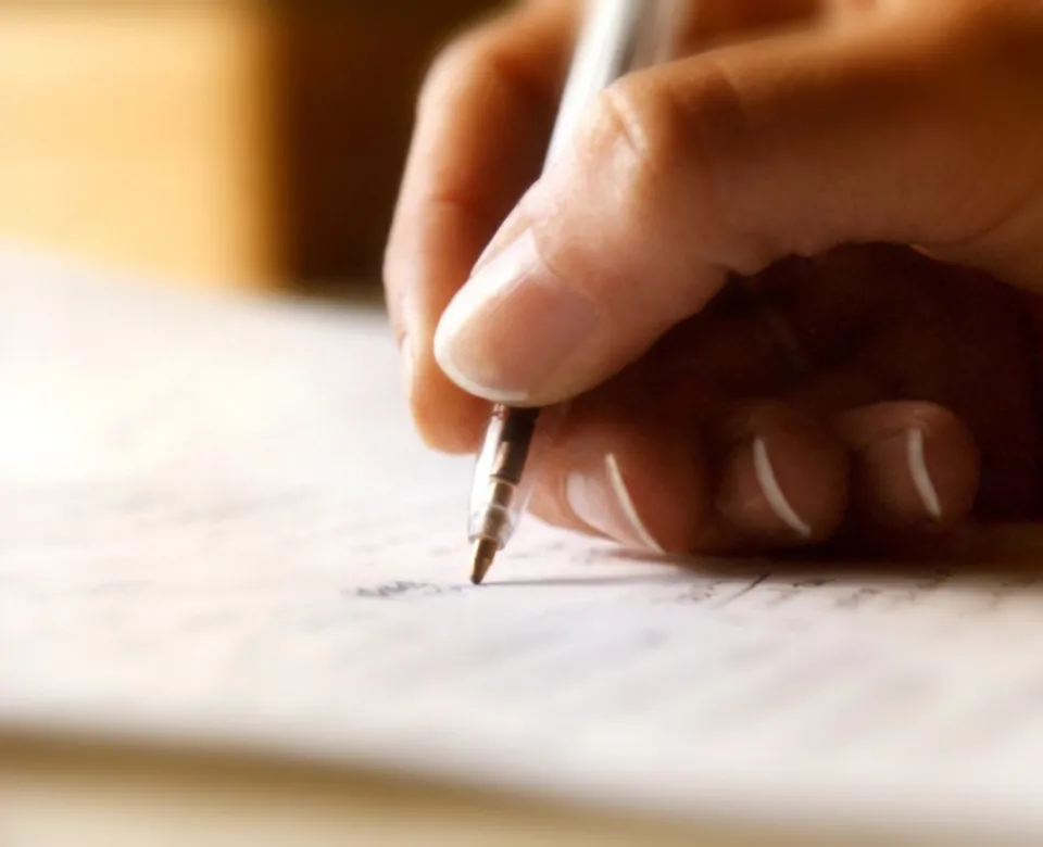 And hand writing with a ballpoint pen