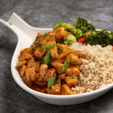 A hot dish of food from the food court