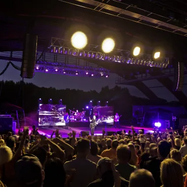 people attending an outdoor concert at Bluestem Amphitheater in Moorhead, Minn.