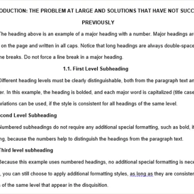 Example of numbered headings in a document.