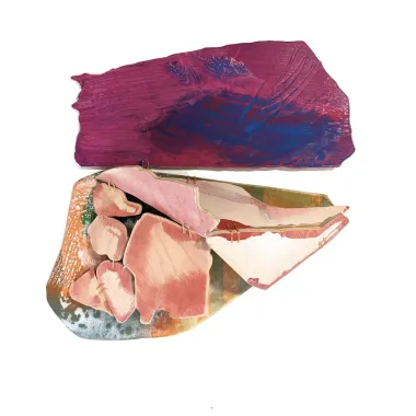 A sculpture featuring painted wood. This image links to the artists website.