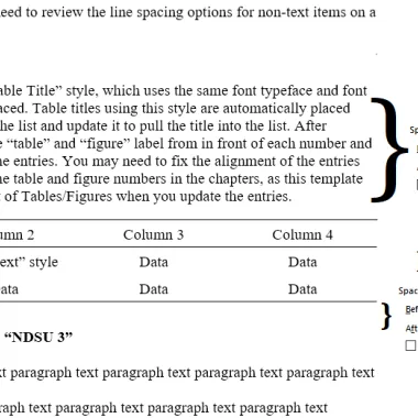 Line spacing for tables without notes