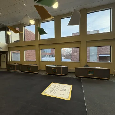 Contact tables across from bookstore