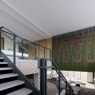 ndsu accent wall and stairs