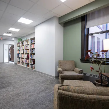 Counseling Center library with cozy seating.
