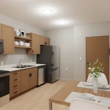 University Village Renovation 1 Bedroom Kitchen