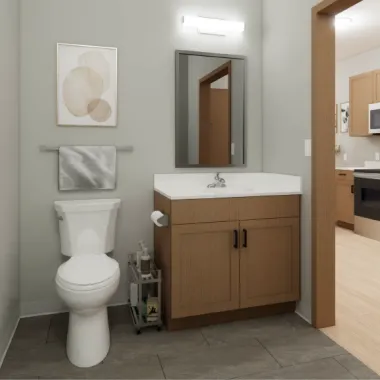 University Village Renovation Studio Bathroom